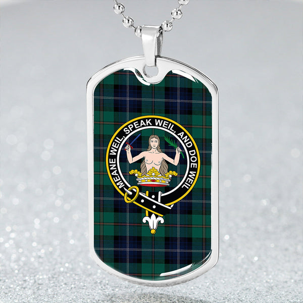 Urquhart White Lines (Urquhart Ancient) Modern Clan Badge Classic Tartan Dog Tag Necklace