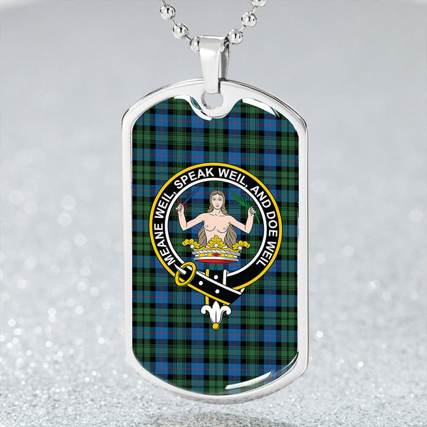Urquhart (Smibert) Ancient Clan Badge Classic Tartan Dog Tag Necklace