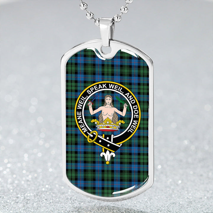 Urquhart (Smibert) Ancient Clan Badge Classic Tartan Dog Tag Necklace