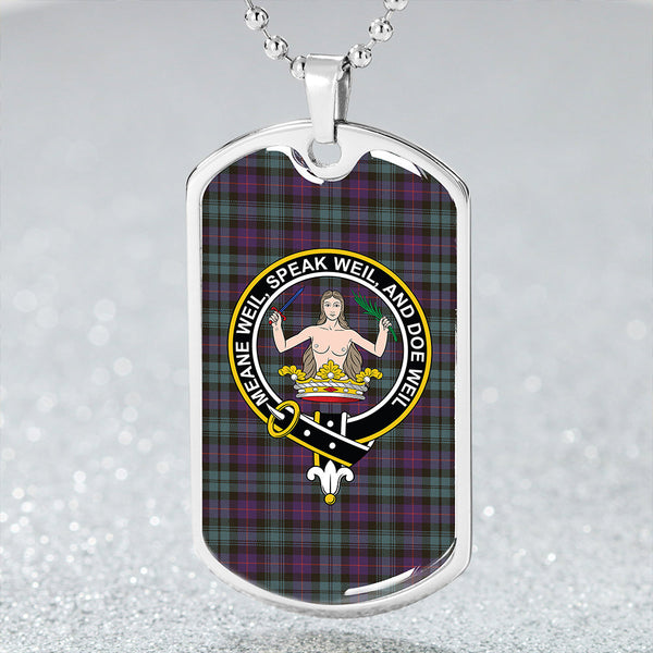 Urquhart (Smibert) Weathered Clan Badge Classic Tartan Dog Tag Necklace