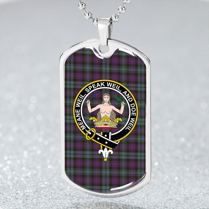 Urquhart (Smibert) Weathered Clan Badge Classic Tartan Dog Tag Necklace