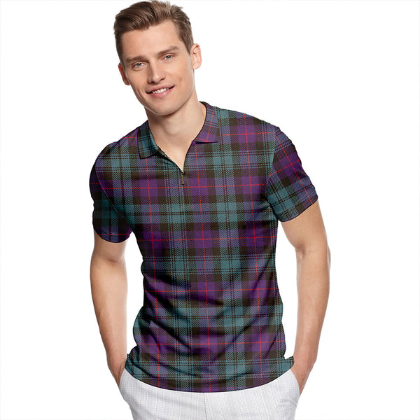 Urquhart (Smibert) Weathered Tartan Classic Lapel Zip Short Sleeve Polo