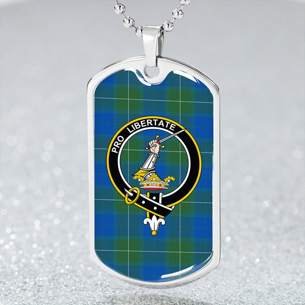 Wallace Blue (Wallas Blue) Ancient Clan Badge Classic Tartan Dog Tag Necklace
