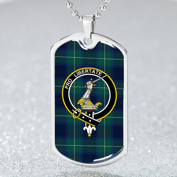 Wallace Blue (Wallas Blue) Modern Clan Badge Classic Tartan Dog Tag Necklace