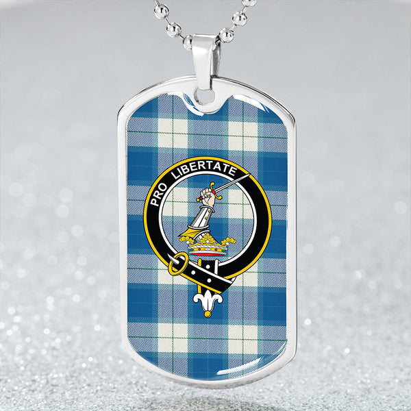 Wallace Dress Blue (Wallas Dress Blue) Ancient Clan Badge Classic Tartan Dog Tag Necklace
