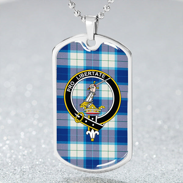 Wallace Dress Blue (Wallas Dress Blue) Modern Clan Badge Classic Tartan Dog Tag Necklace