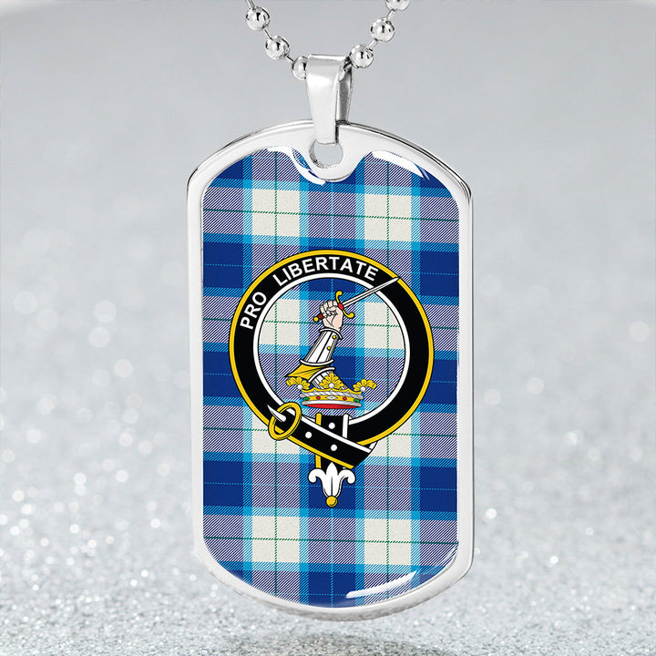Wallace Dress Blue (Wallas Dress Blue) Modern Clan Badge Classic Tartan Dog Tag Necklace