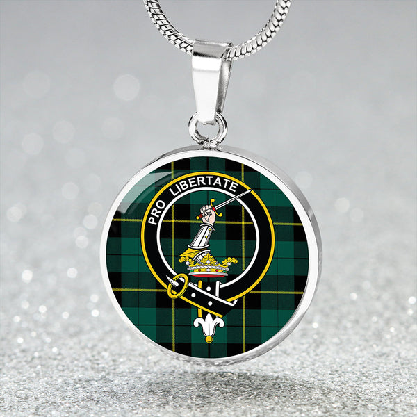 Wallace Hunting (Wallas Hunting) Modern Clan Badge Tartan Classic Circle Necklace