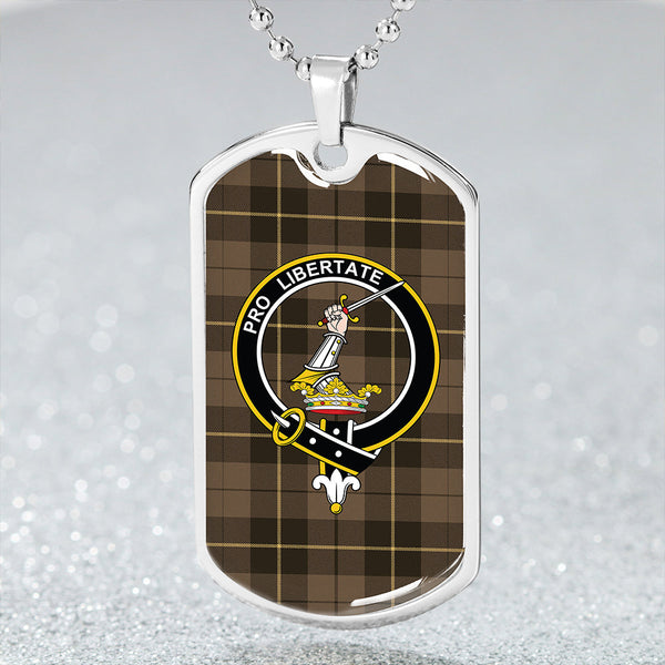 Wallace Hunting (Wallas Hunting) Weathered Clan Badge Classic Tartan Dog Tag Necklace