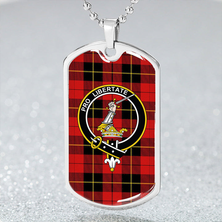 Wallace (Wallas) Modern Clan Badge Classic Tartan Dog Tag Necklace