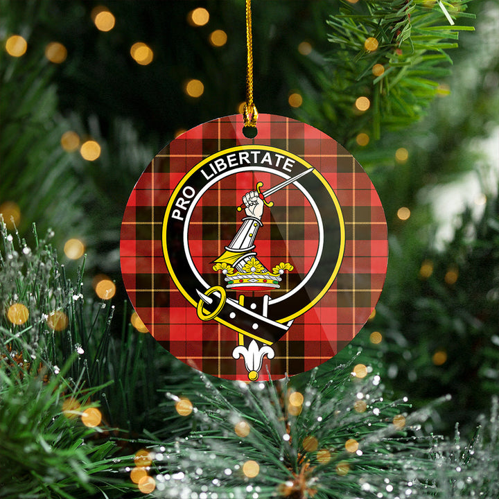 Wallace (Wallas) Weathered Clan Badge Tartan Plastic Christmas Ornaments