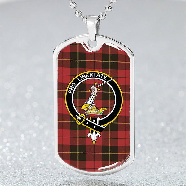 Wallace (Wallas) Weathered Clan Badge Classic Tartan Dog Tag Necklace