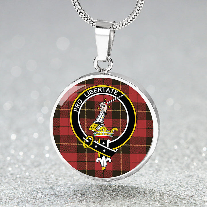 Wallace (Wallas) Weathered Clan Badge Tartan Classic Circle Necklace