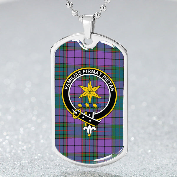 Wardlaw Ancient Clan Badge Classic Tartan Dog Tag Necklace