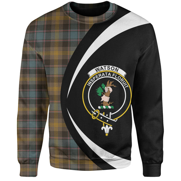Watson (Wate Watt) Weathered Clan Badge Tartan Sweatshirt Circle Style Personalized