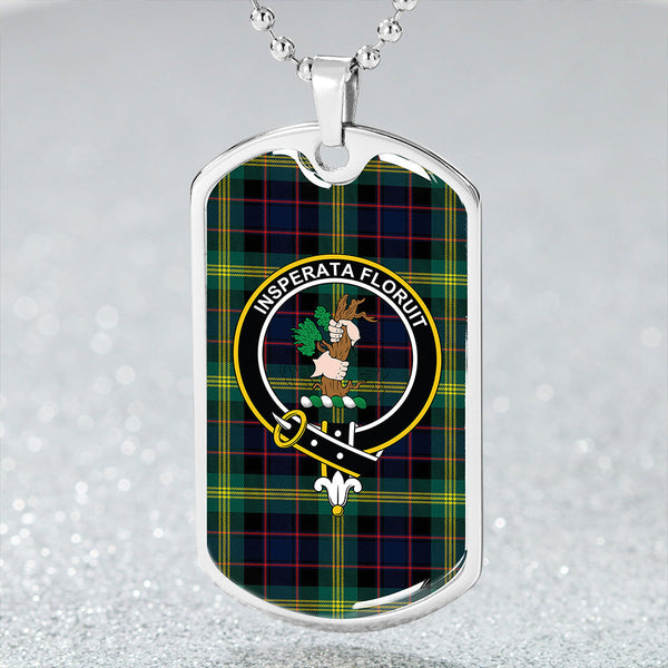 Watson (Wate/Watt) Modern Clan Badge Classic Tartan Dog Tag Necklace