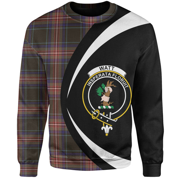 Watt (Wate) Weathered Clan Badge Tartan Sweatshirt Circle Style Personalized
