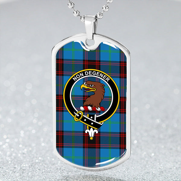 Wedderburn Clan Badge Classic Tartan Dog Tag Necklace