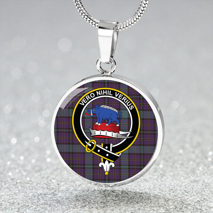 Weir Weathered Clan Badge Tartan Classic Circle Necklace