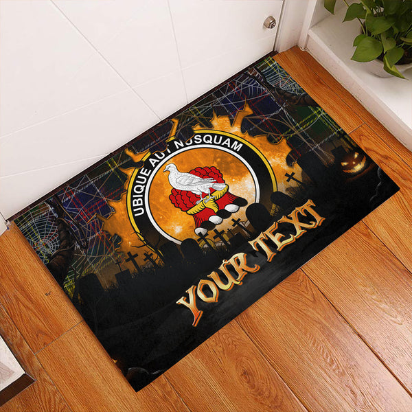Whitefoord Modern Clan Badge Tartan Personalize Doormat Happy Halloween Style
