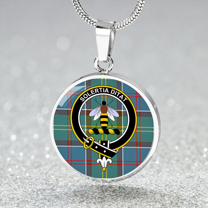 Whitelaw District Clan Badge Tartan Classic Circle Necklace