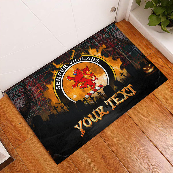 Wilson Modern Clan Badge Tartan Personalize Doormat Happy Halloween Style