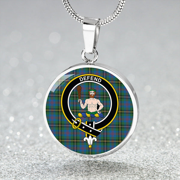 Wood Ancient Clan Badge Tartan Classic Circle Necklace