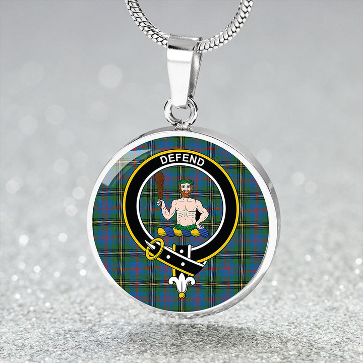 Wood Ancient Clan Badge Tartan Classic Circle Necklace
