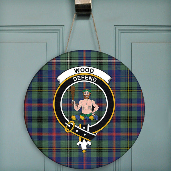 Wood Modern Tartan Classic Crest Round Wooden Sign