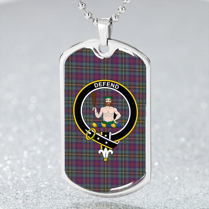 Wood Weathered Clan Badge Classic Tartan Dog Tag Necklace