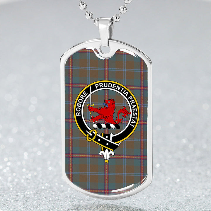 Young Weathered Clan Badge Classic Tartan Dog Tag Necklace