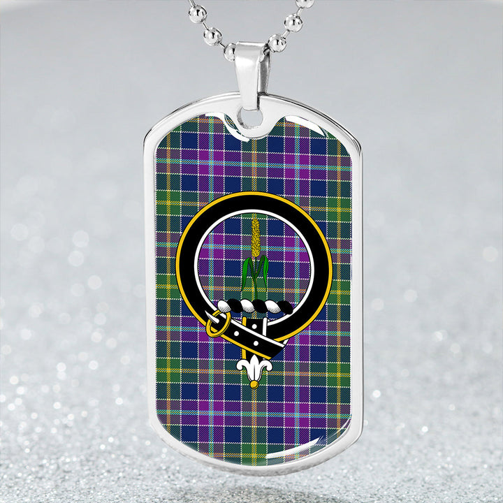 Yule Modern Clan Badge Classic Tartan Dog Tag Necklace