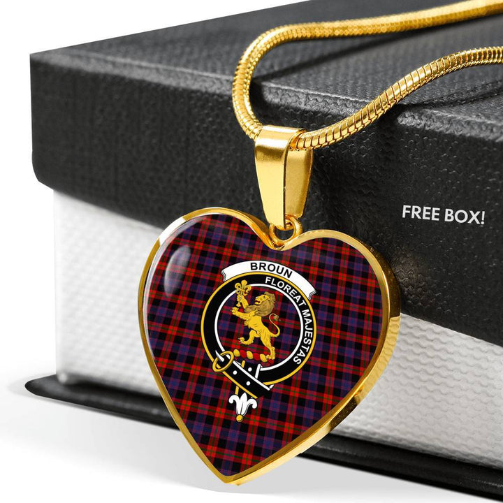 Broun Clan Badge Classic Tartan Necklace