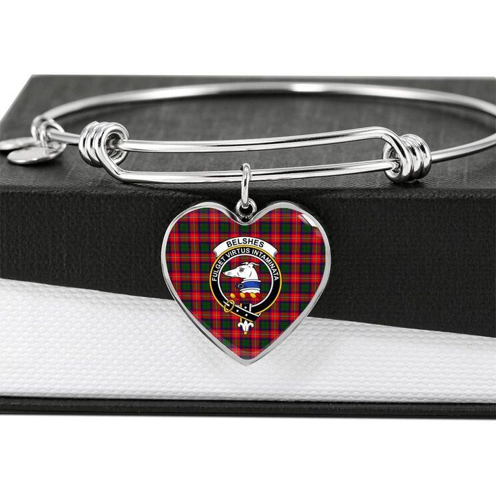 Belshe Clan Badge Classic Tartan Heart Bangle