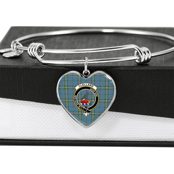 clelland Clan Badge Classic Tartan Heart Bangle