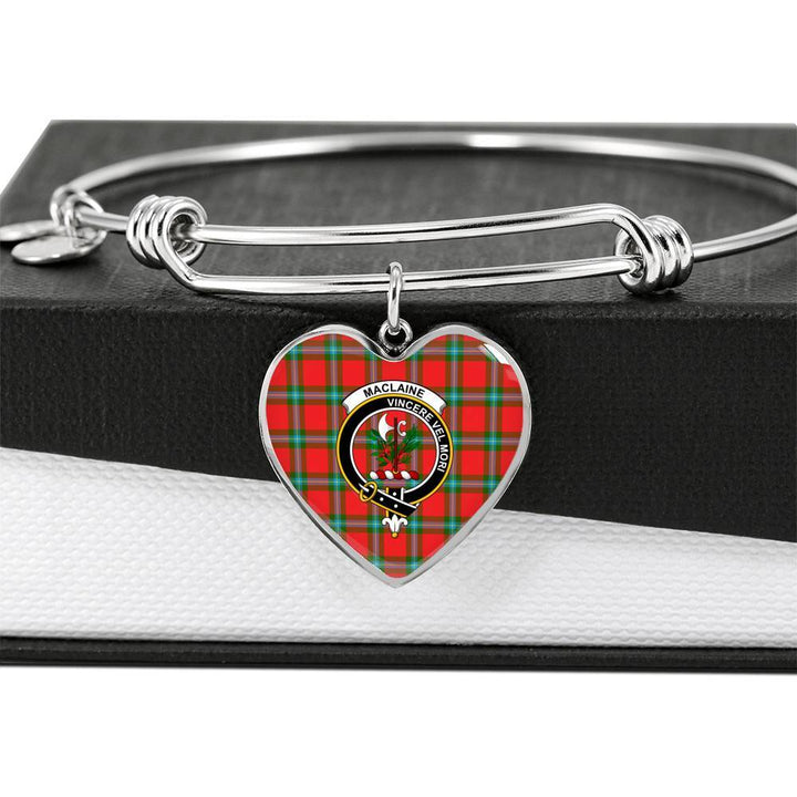 MacLaine of Loch Buie Clan Badge Classic Tartan Heart Bangle
