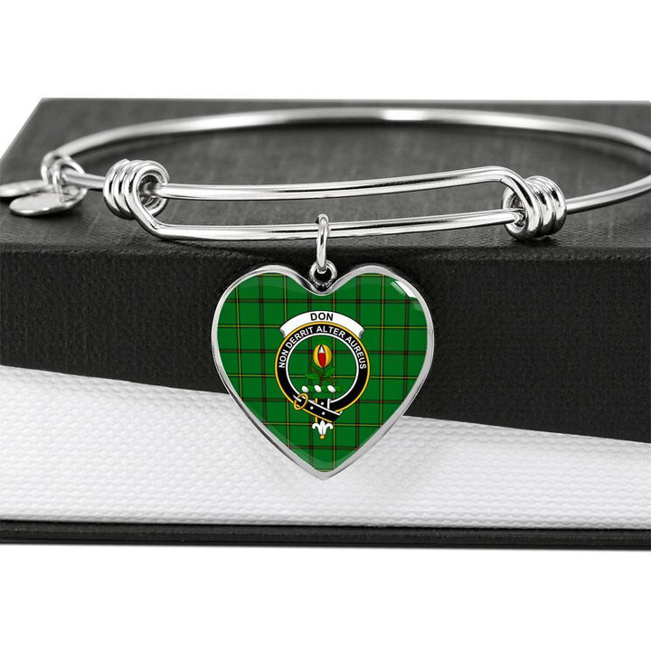 Don (Tribe-of-Mar) Clan Badge Classic Tartan Heart Bangle