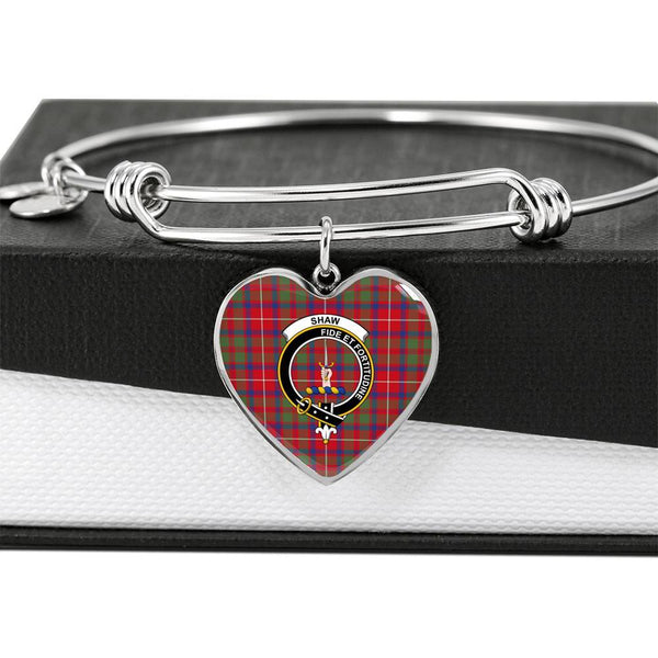 Shaw Red Clan Badge Classic Tartan Heart Bangle