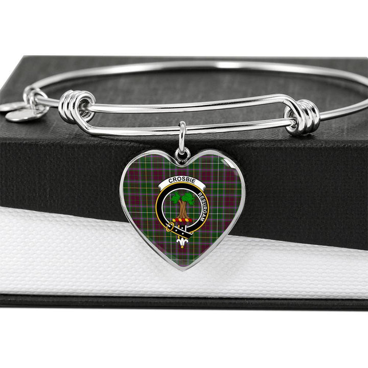 crosbie Clan Badge Classic Tartan Heart Bangle