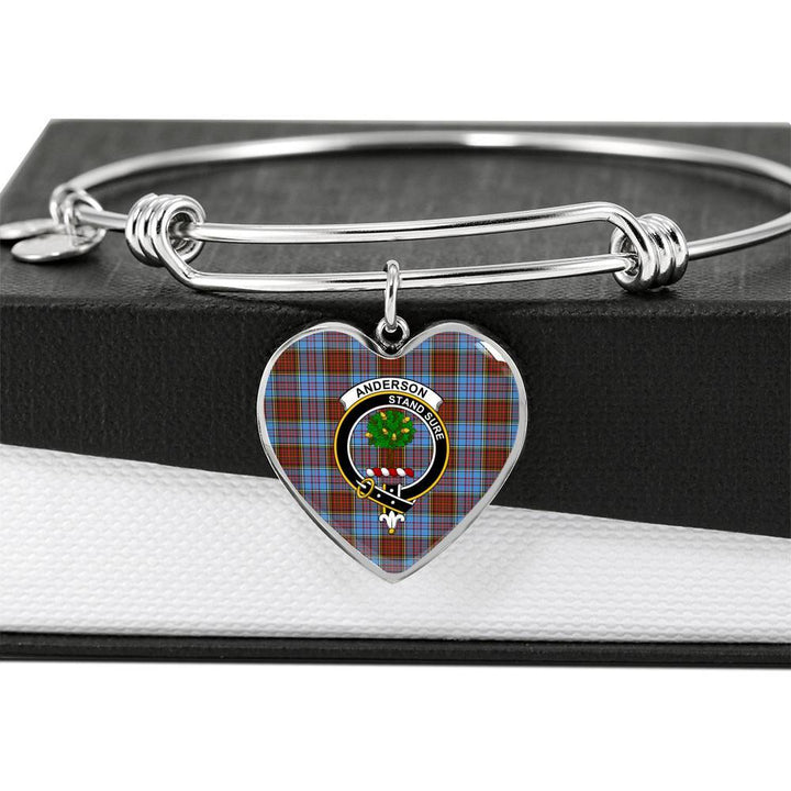 Anderson Clan Badge Classic Tartan Heart Bangle
