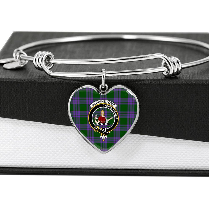 Elphinstone Clan Badge Classic Tartan Heart Bangle