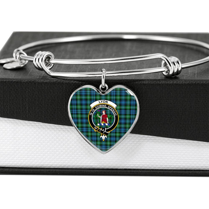 Lyon Clan Clan Badge Classic Tartan Heart Bangle