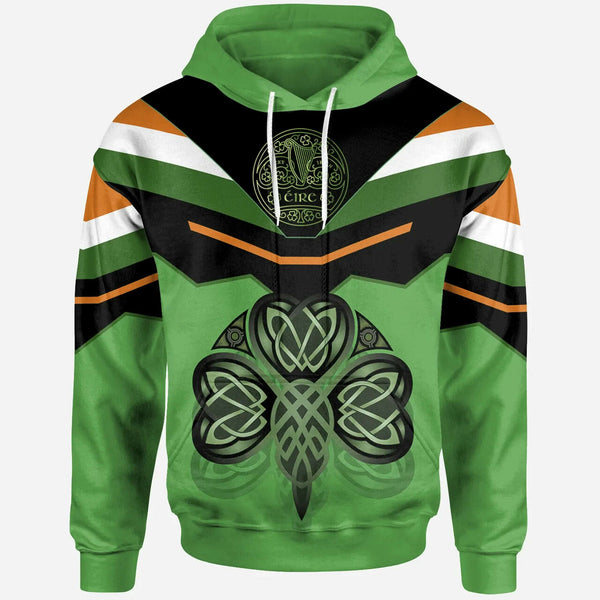Celtic Print Hoodie - Irish Shamrock With Celtic Patterns