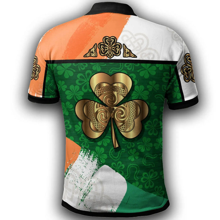 Celtic All Over Print Polo Shirt Irish Shamrock With Celtic Cross