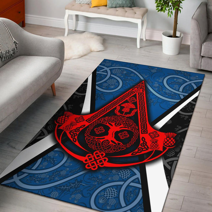 Scotland Thistle with Tree Of Life and Knot Ornaments Area Rug