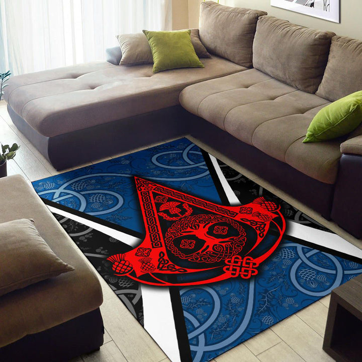 Scotland Thistle with Tree Of Life and Knot Ornaments Area Rug