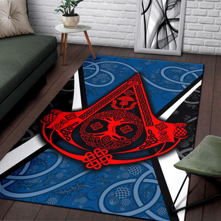 Scotland Thistle with Tree Of Life and Knot Ornaments Area Rug