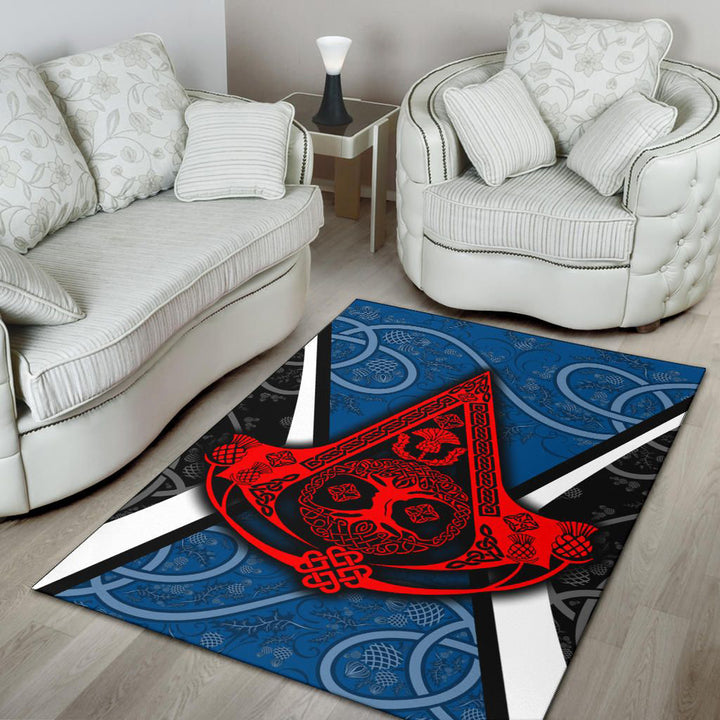 Scotland Thistle with Tree Of Life and Knot Ornaments Area Rug