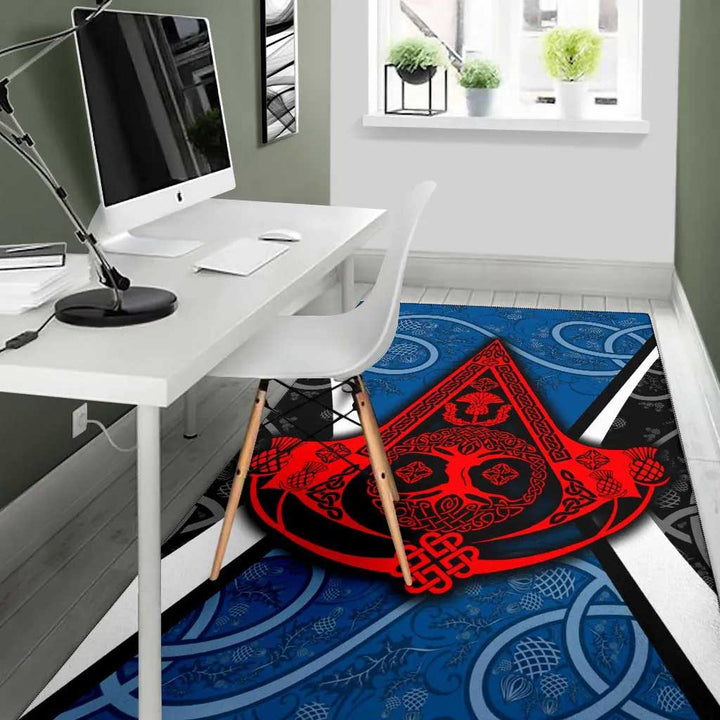 Scotland Thistle with Tree Of Life and Knot Ornaments Area Rug