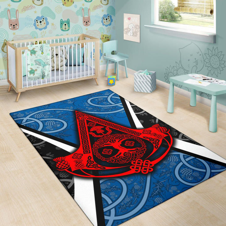 Scotland Thistle with Tree Of Life and Knot Ornaments Area Rug